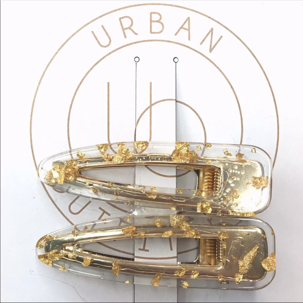 Urban Outfitters Gold and Clear Barettes